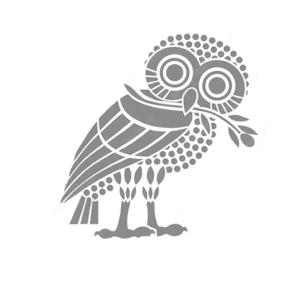 Owl of Athens - attributed to wisdom and companion animal of Athena, which was Greece`s capital named after. Athena is a diety of the ancient Greek mythology. Greece is known as the cradle of democracy, where it was invented and which is known as one of the most successful governmental models in history.