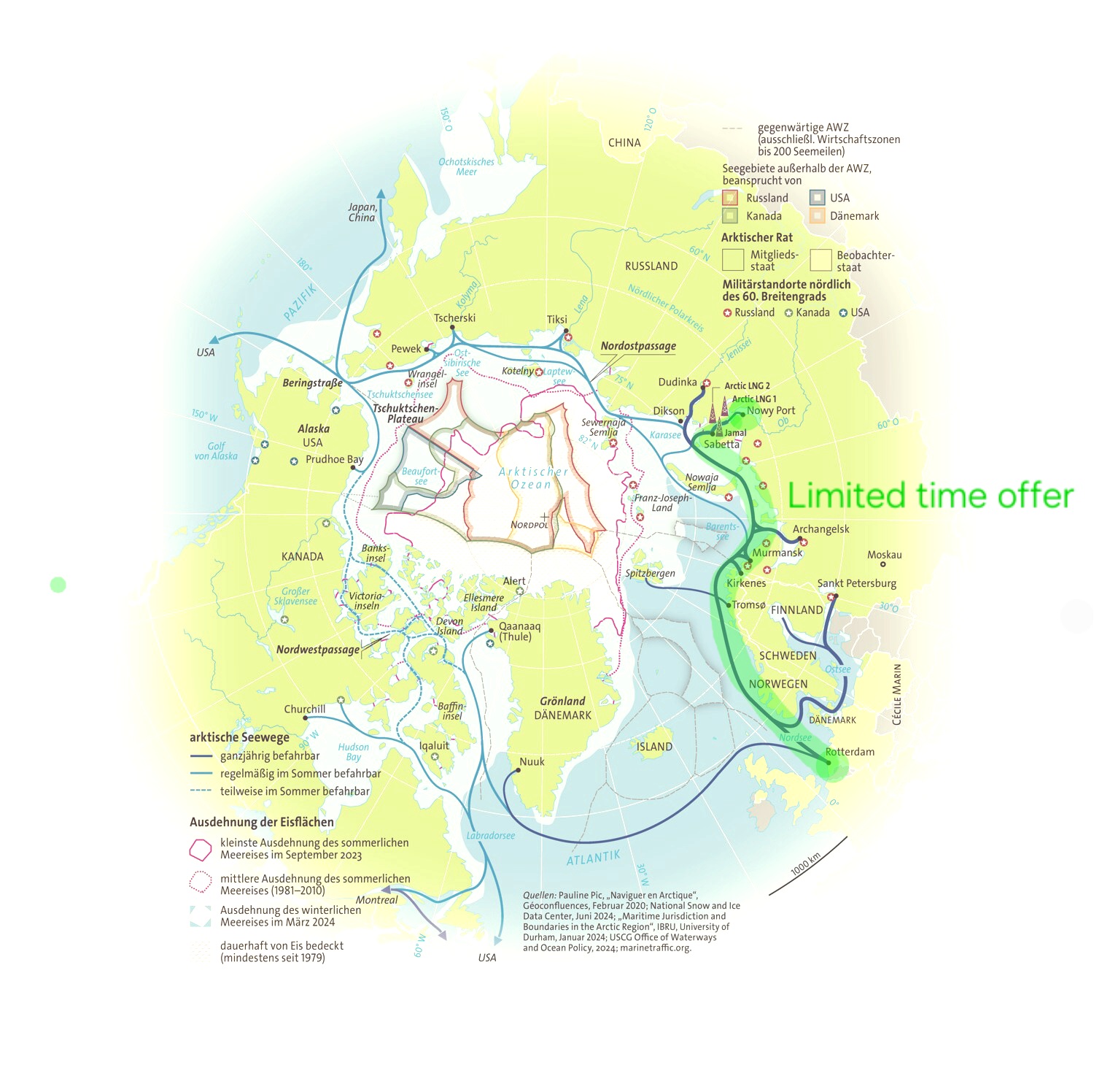 Arctic Region - area use and spatial conditions. I seen on https://monde-diplomatique.de/archiv-karten
