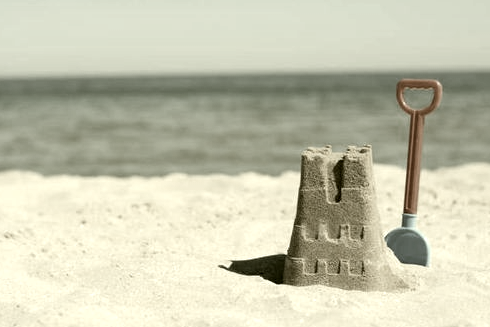 Sand castle I Off shore view I 2026 - seen on istock.com