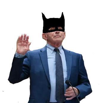 Dr. Anthony Fauci during his hearing under oath about human experiments with catastrophic consequences, wearing a Batman mask in August 2026. To justify his crimes, he explained the source of the designed virus, would be a market in China, where are wild bats were sold and would be the virus origin, which needs to be fought. An expensive fantasy story. I Collage I built in GIMP by Jasmin Liebetrau 2026